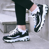 Skechers/斯凯奇 男士运动鞋 休闲鞋拼接鞋面运动鞋厚底跑步鞋熊猫鞋52675-BKW 666049-BKW