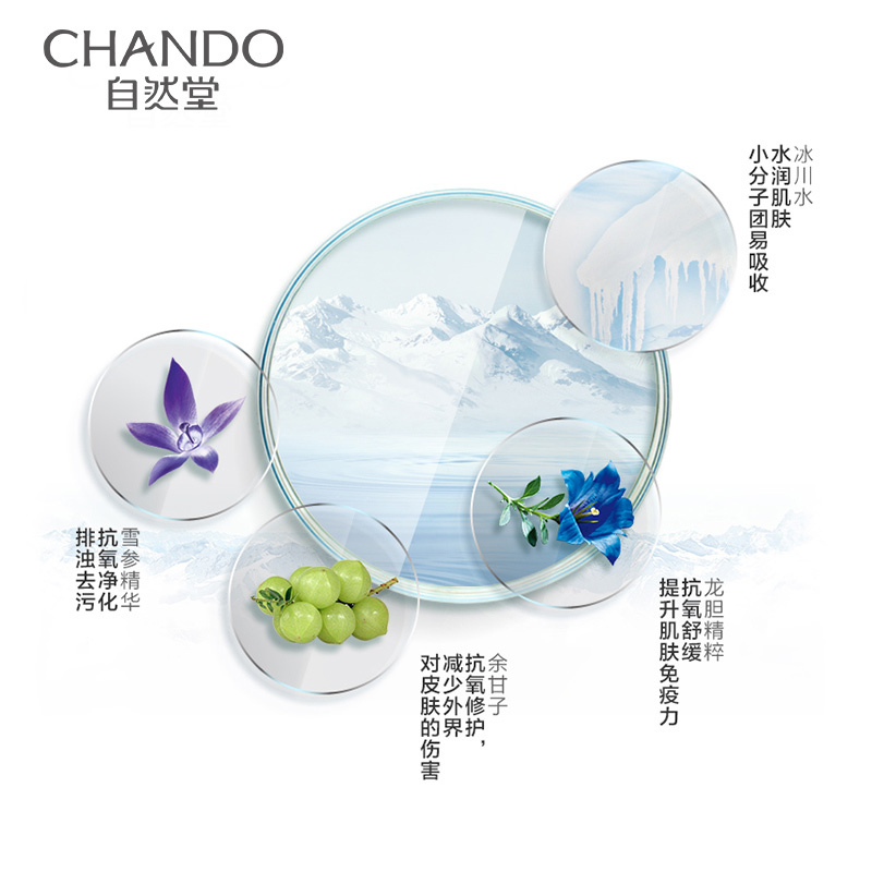 自然堂(CHANDO)雪域精粹水霜护肤套装(爽肤水160ml+滋润霜50g+赠品)长效滋养锁水保湿冰肌水 化妆品女官方护