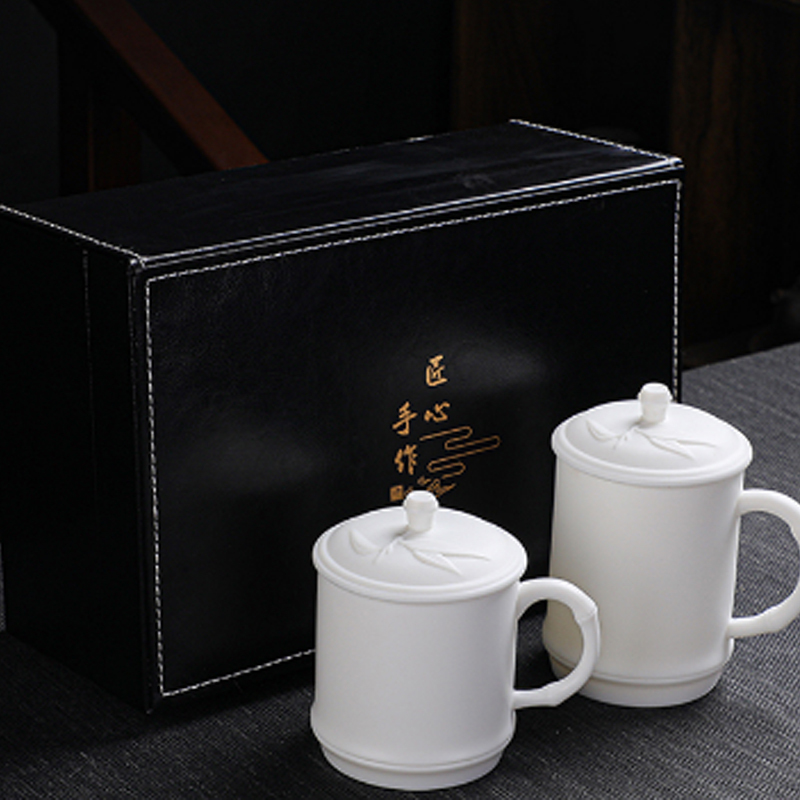 拓牌 素烧羊脂玉瓷子母杯 办公杯茶杯 圆润杯口舒适杯把 TP029