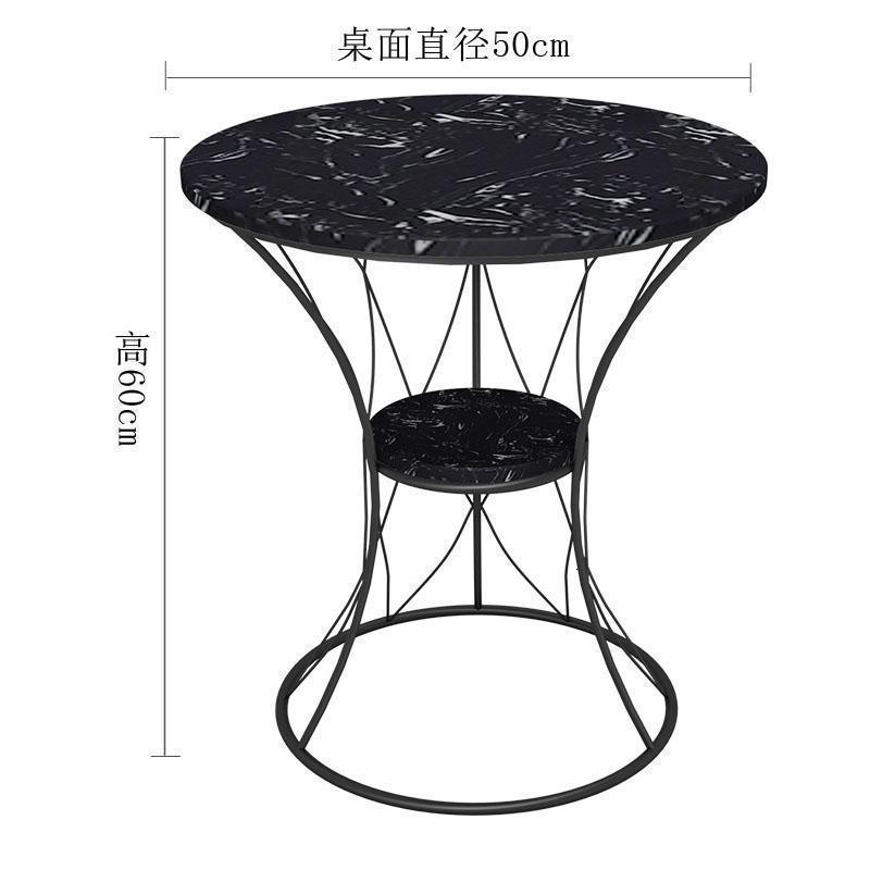 森美人北欧简约现代小户型茶几圆形客厅卧室沙发边几柜角几轻奢风大理石 双层大理石黑+黑色支脚