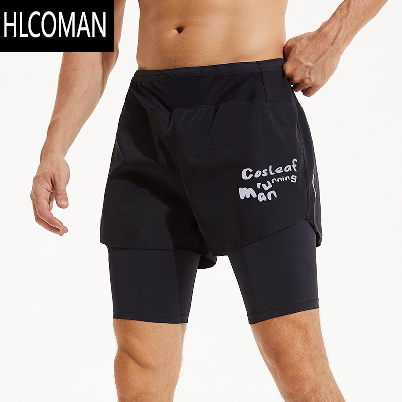 HLCOMAN运动短裤男夏季假速干五分裤透气紧身专业跑步健身短裤
