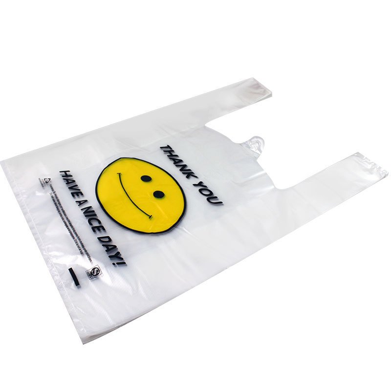 透明笑脸背心袋超市塑料袋购物袋水果袋马甲包装袋50只