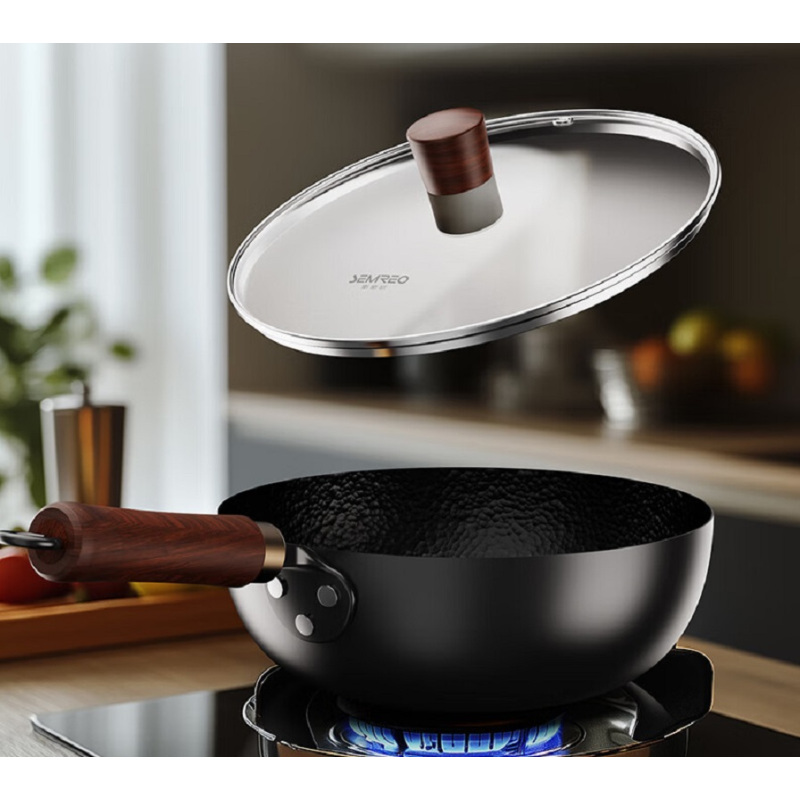 斯密欧SEMREO零涂层锤纹小炒锅 纯铁锤纹锻打炒锅 一锅多用MR-641 24cm