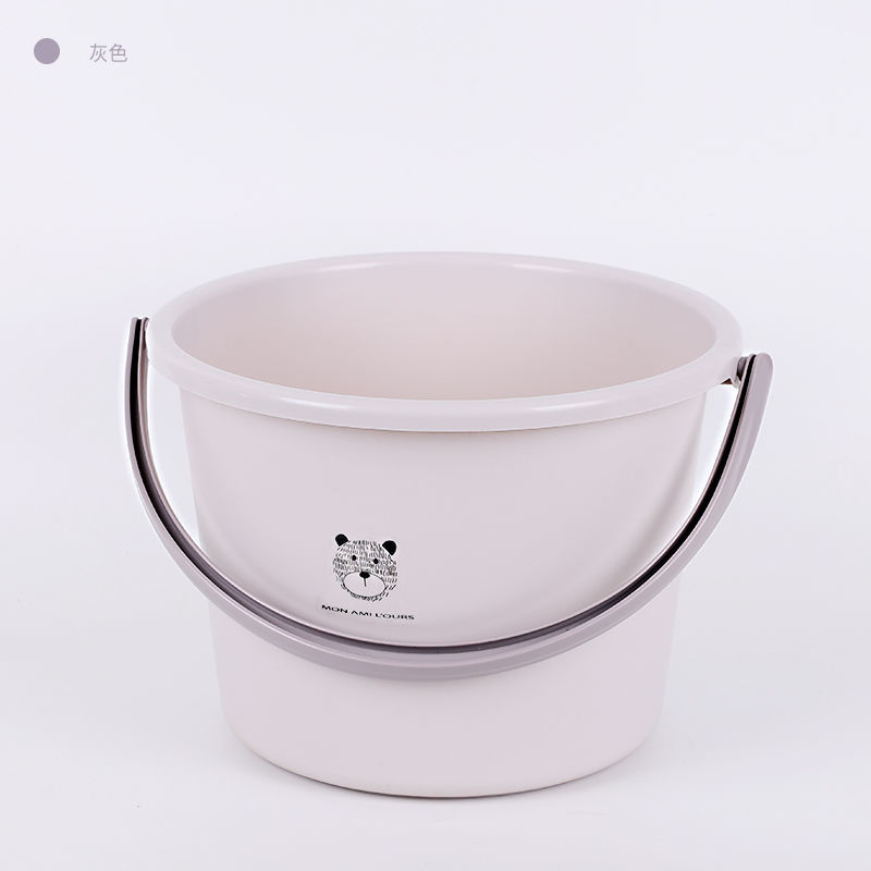 家用带盖水桶脸盆三件套大号加厚宿舍洗衣洗澡桶手提储物塑料桶 加厚塑料单水桶紫灰色