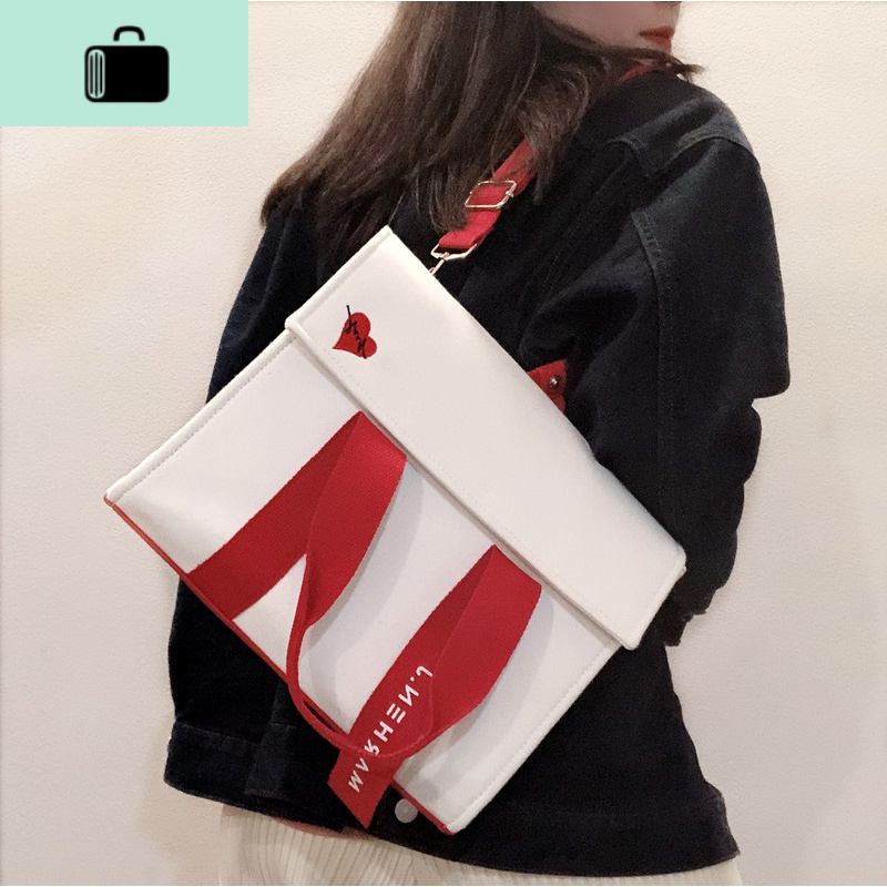 韩国小众marhen.j帆布包爱心简约单肩斜挎包手提公文通勤包女NEW LAKE女斜挎包
