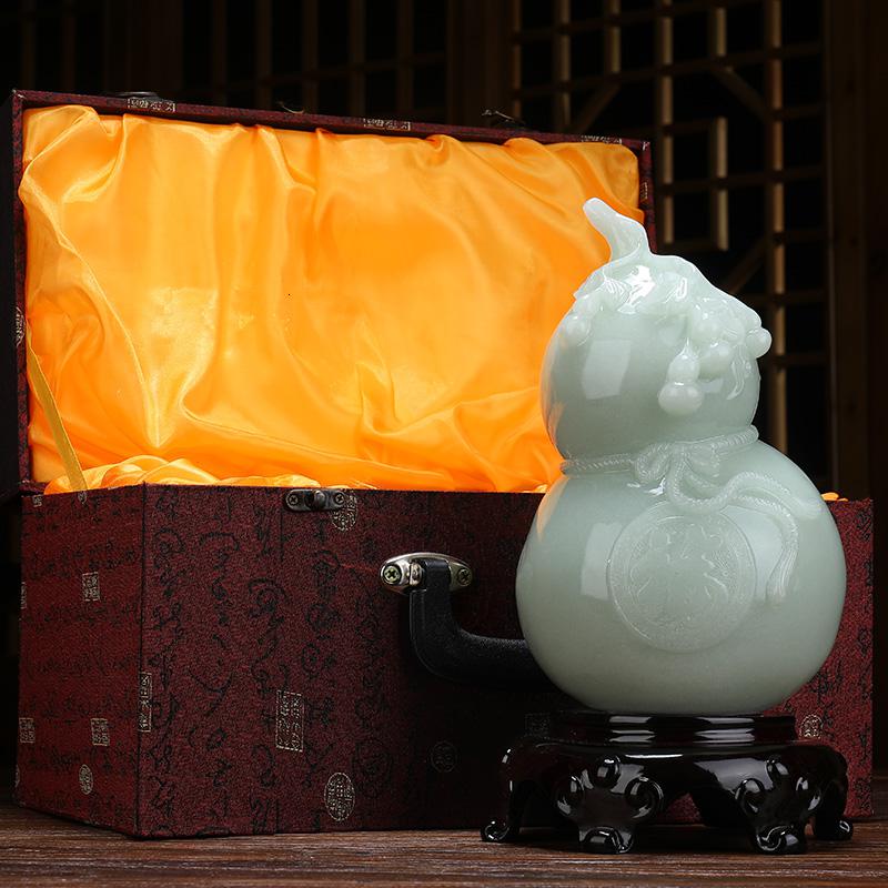 美帮汇玉石葫芦摆件家居客厅玄关酒柜电视柜装饰品乔迁新居礼品高清大图