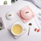 芋圆燕窝碗甜品碗精致套装欧式小西米露碗家用红网酸奶碗带盖 FENGHOU 金猪粉盖碗+蜂窝粉圆盘+金勺