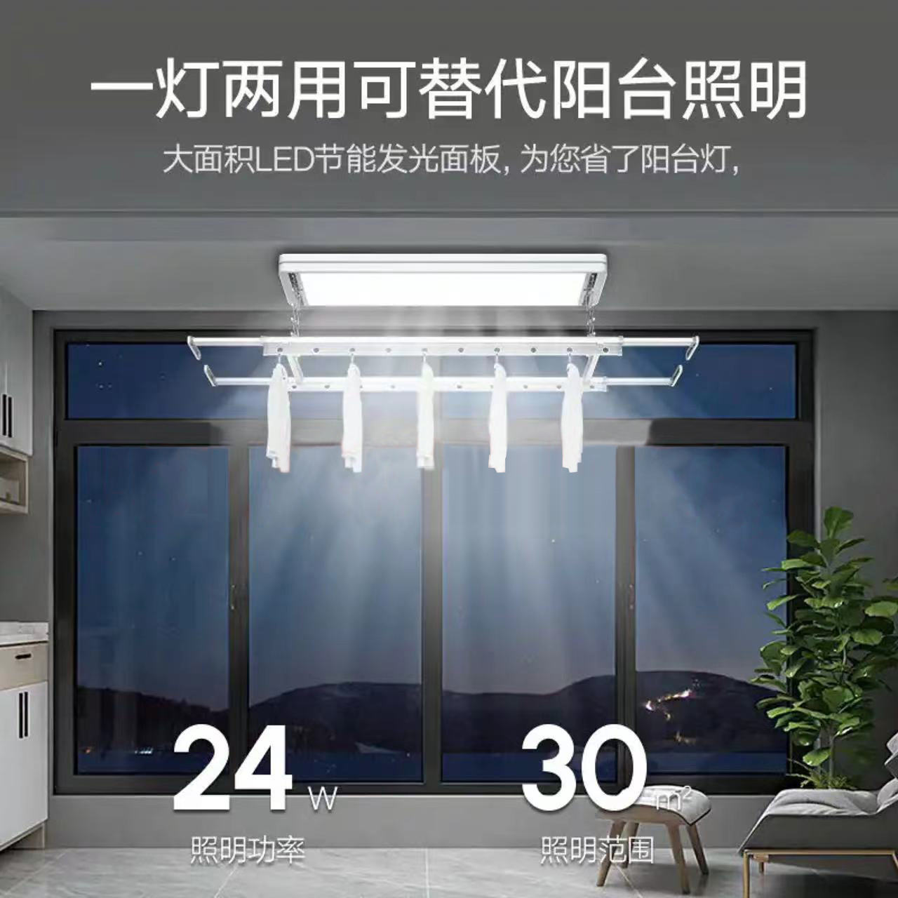 荣誉小管家 定制电器 晾衣架(TQ-01)自动升降晾衣架 多功能阳台照明晾衣机高清大图