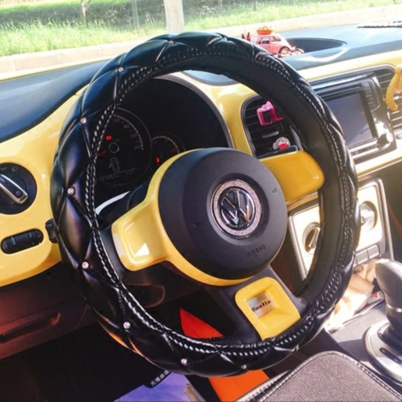 镶钻汽车方向盘套女四季通用大众奔驰宝马奥迪可爱车把套韩国夏季视频