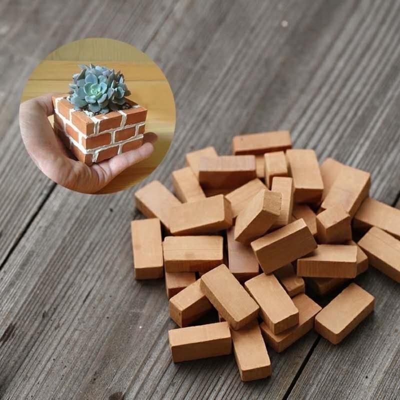1比8DIY大砖头建筑场景材料积木模型迷你小砖块手工制作工具1比12 60块大砖(送6块半砖+1瓶白胶)