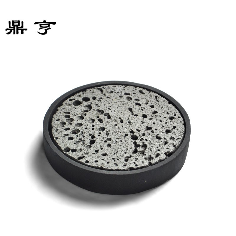 鼎亨乌金石干泡台陶瓷重竹粗陶储茶席茶托盘茶台日式壶承干泡盘