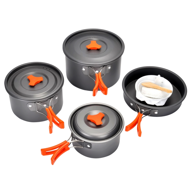 户外套锅野炊用品装备不粘锅炊具套装野餐露营便携锅炉头烧水壶23