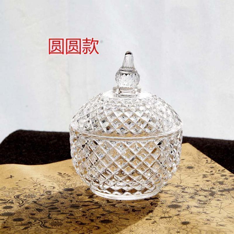 水晶玻璃盒甜品罐装饰罐子化妆棉签带盖首饰收纳盒牙签筒_1_784高清大图