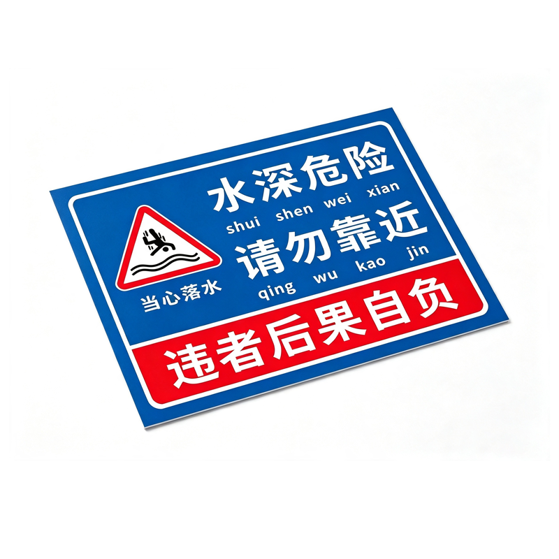 伽隽 不锈钢水深危险警示牌 不带立柱20*30cm 个高清大图