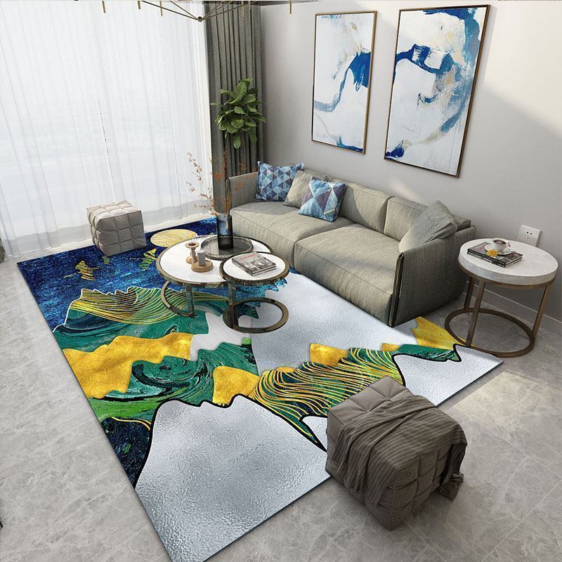 美帮汇北欧风客厅地毯网红欧式沙发床边地毯厅美式地垫可机洗 雪尼尔鎏金岁月09 80×120厘米