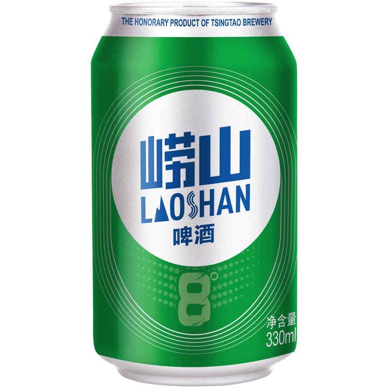 青岛崂山啤酒LAOSHAN BEER 8度 清爽黄啤 330ml*24听 整箱 国产官方自营(ZJ)TK高清大图