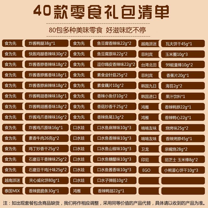 （厂家直营店）年货大礼包食为先 肉类零食一整箱麻辣味肉干肉脯辣条卤蛋豆干组合小吃休闲美食品礼盒装送女友男客户