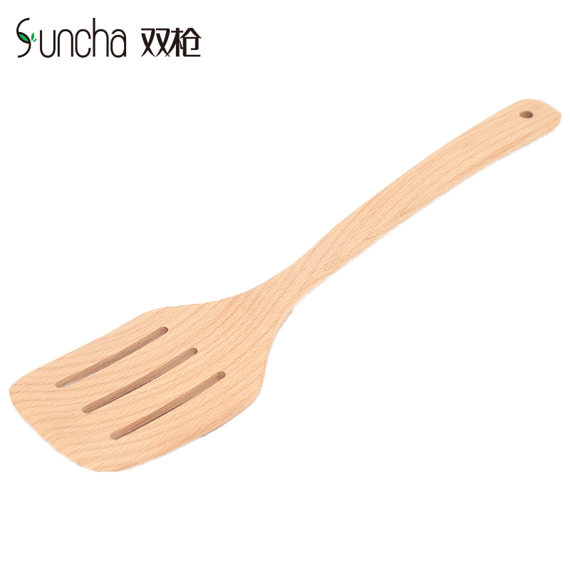 双枪 Suncha 无漆无蜡榉木木质漏铲煎铲 不伤锅铲子煎铲漏铲单个装DL3260