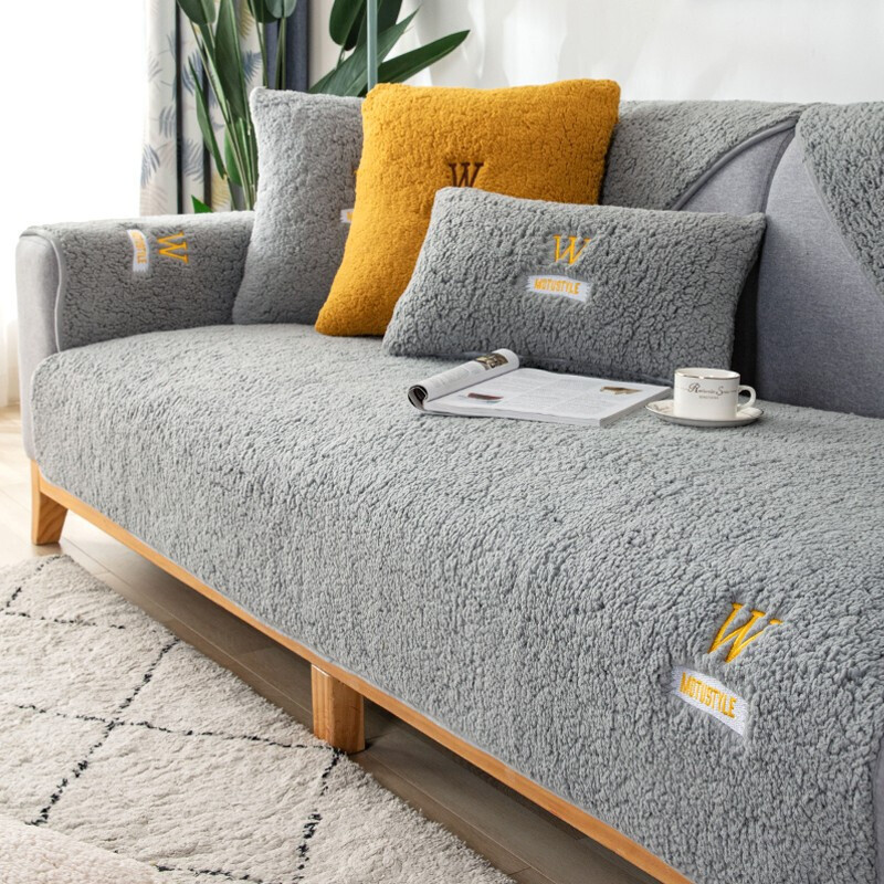 幸福派 冬季羊羔绒沙发垫套装防滑沙发坐垫子123组合冬天雪尼尔沙发垫