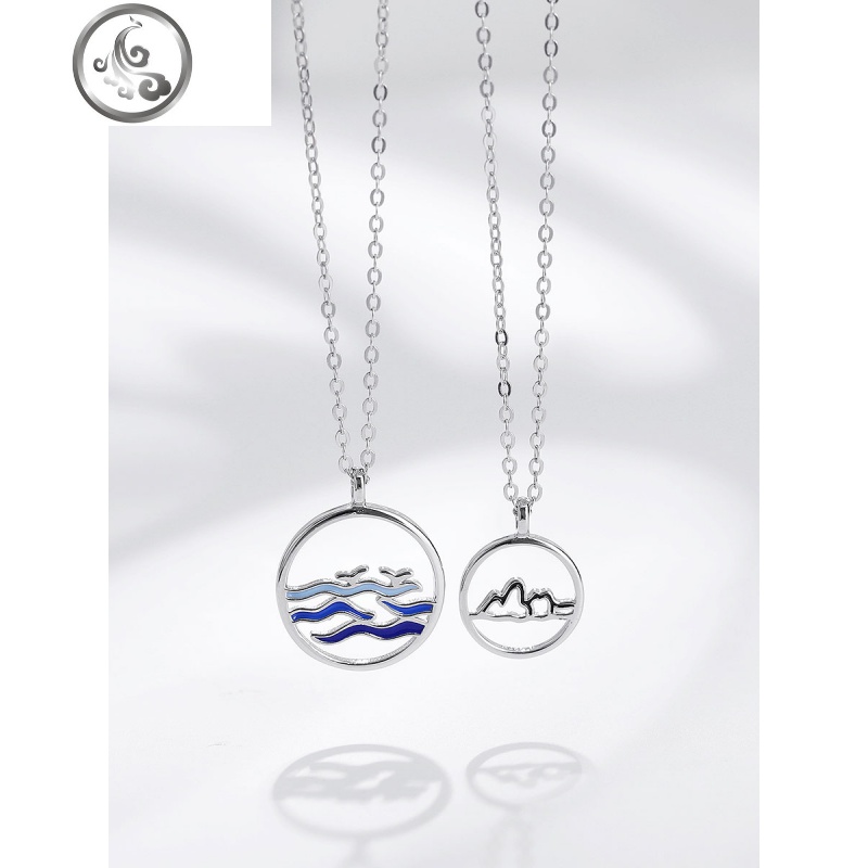山海皆可平情侣项链原创纯银男女吊坠情人节刻字 JiMi高清大图