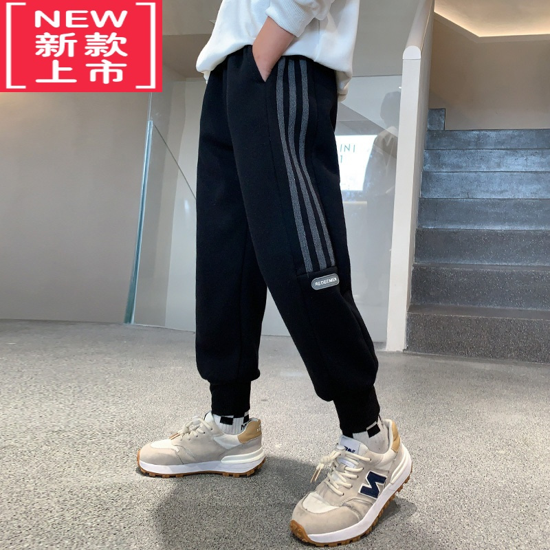 可莉允儿童装男童加绒裤子秋冬款2022新款保暖棉冬装中大童运动加厚卫裤保暖裤