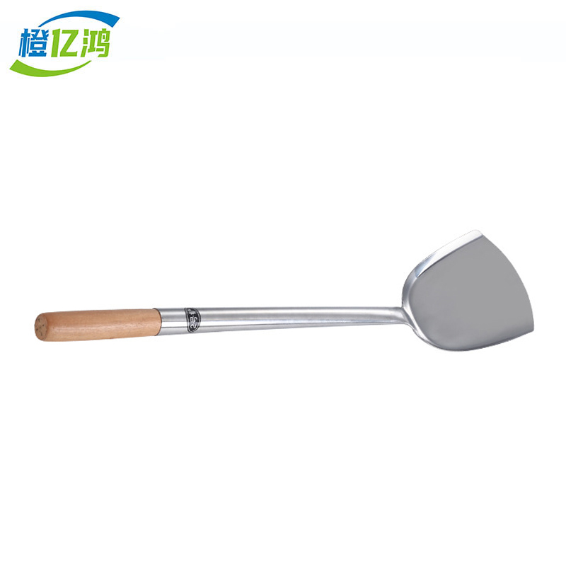 橙亿鸿 不锈钢亮光款2号木柄锅铲 50*12.5cm/把高清大图
