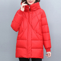 连帽棉衣女中长款冬装时尚新款加厚棉袄大码韩版保暖棉服外套