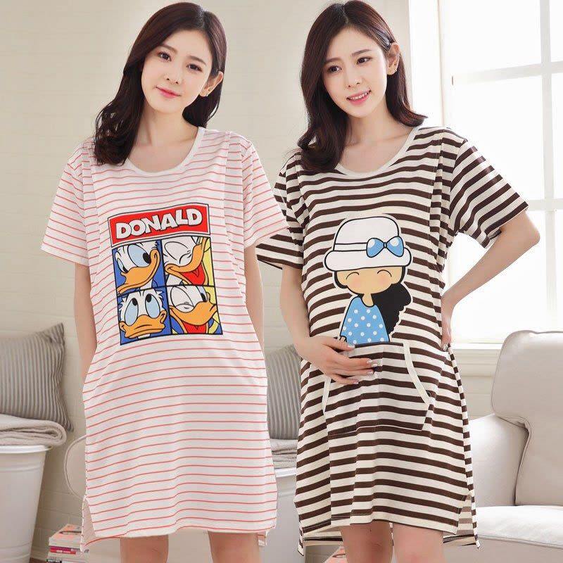 迪鲁奥(DILUAO)短袖孕妇裙夏季薄纯棉月子裙产后外出哺乳裙宽松喂奶裙大码连衣裙图片