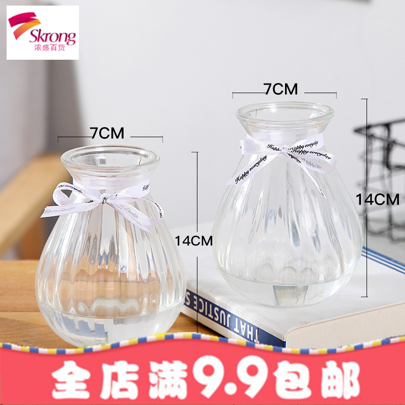 创意玻璃花瓶欧式简约水养植物绿萝器皿客厅摆件 鲜花水培干花瓶