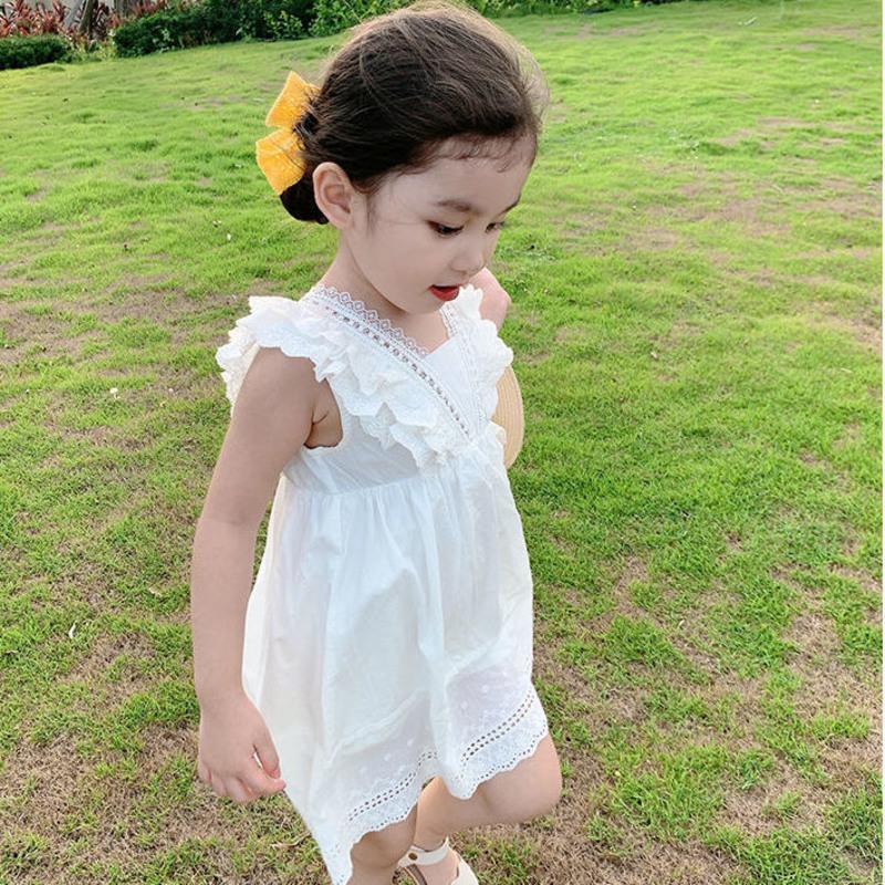 女童连衣裙儿童装女夏季薄款背心裙宝宝白色裙子小女孩洋气公主裙 气质白背心连衣裙 90