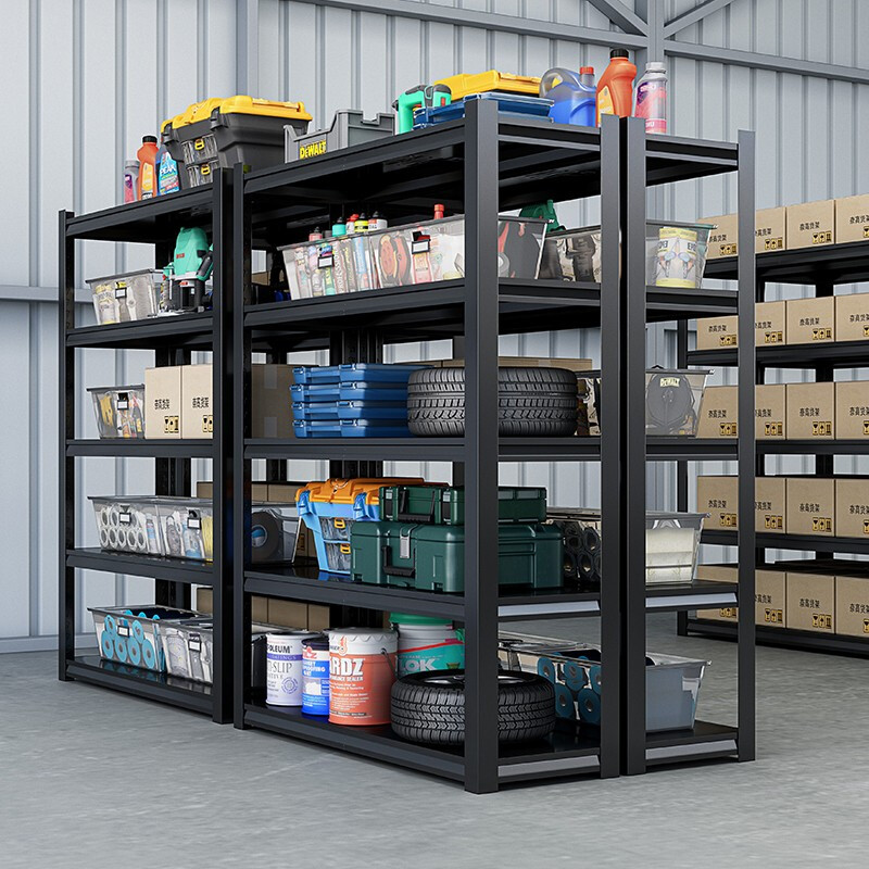 绵冠MINAGUAN货架仓储仓库家用厨房收纳置物架超市展示架多层储物架每层200KG承重黑色加厚五层高清大图