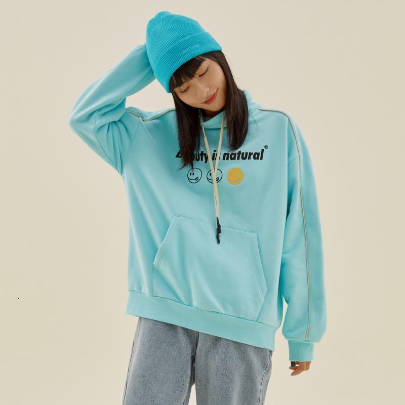美特斯邦威半高领撞色卫衣女宽松新款冬季立领韩版百搭上衣女