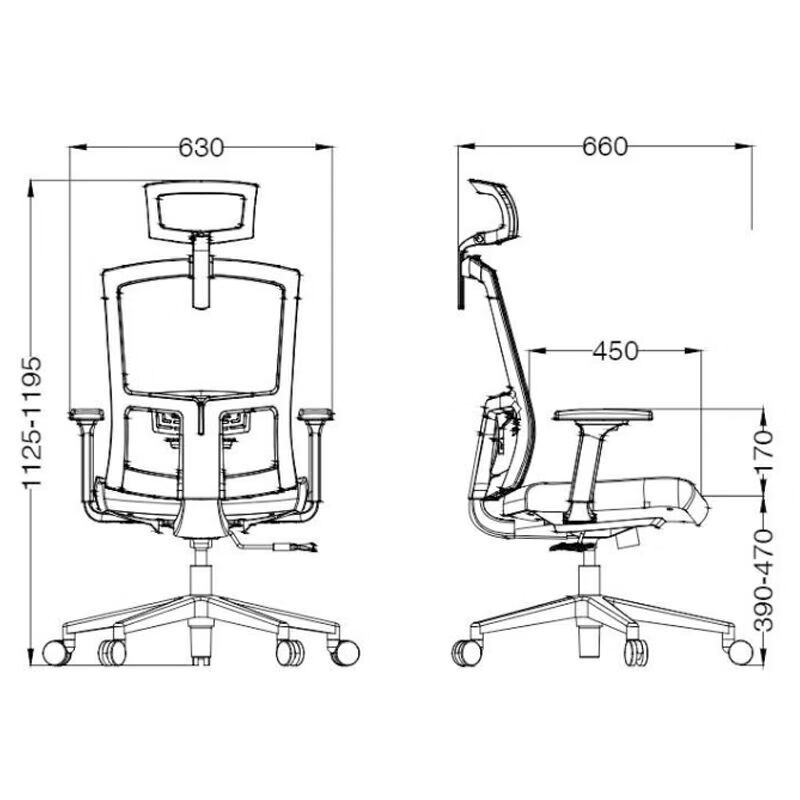 圣斯顿SU-037A 办公椅网椅含头枕660*630*1125-1195mm(单位:把)黑色高清大图