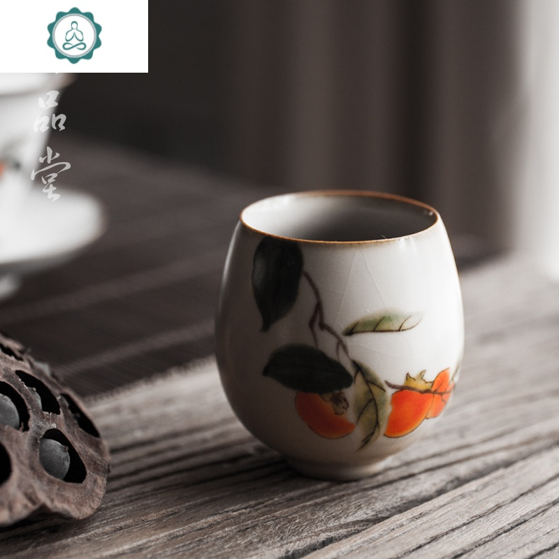 复古汝窑茶杯大小号品茗杯陶瓷功夫茶具家用个人反口杯
