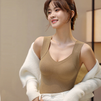 恒源祥保暖内衣女免穿文胸秋冬季发热内搭遮肚子上衣背心带胸垫jm