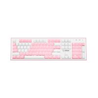 微星(MSI)GK50Z PIXEL 粉嘟嘟 机械键盘 红轴 RGB光效 白色背光 有线 游戏电竞办公键盘
