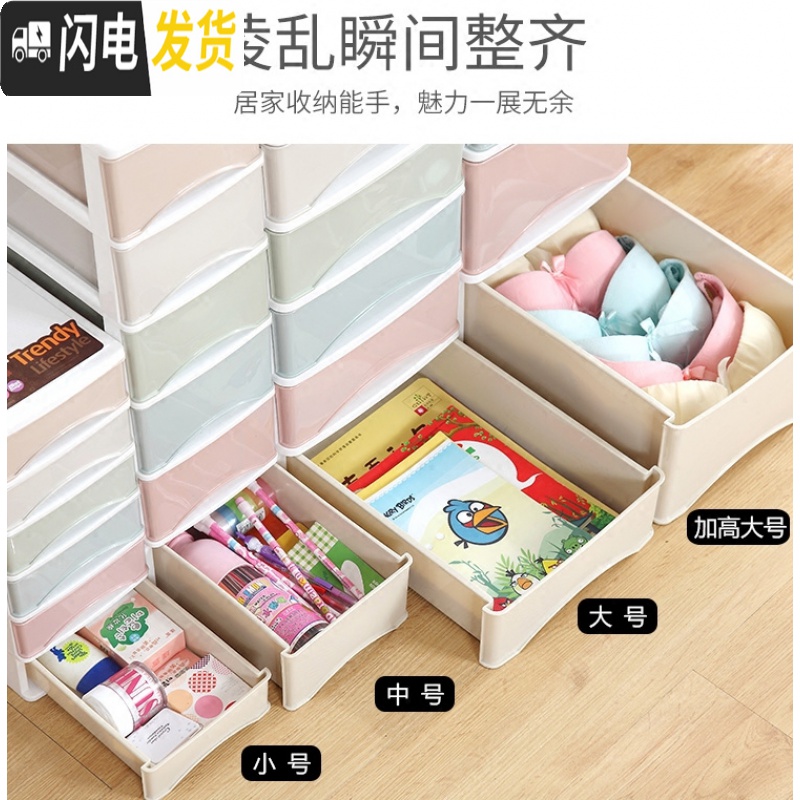 三维工匠小型胶柜子储物柜塑料多层收纳加宽卫生间组合柜整理卡通家用收纳柜高清大图