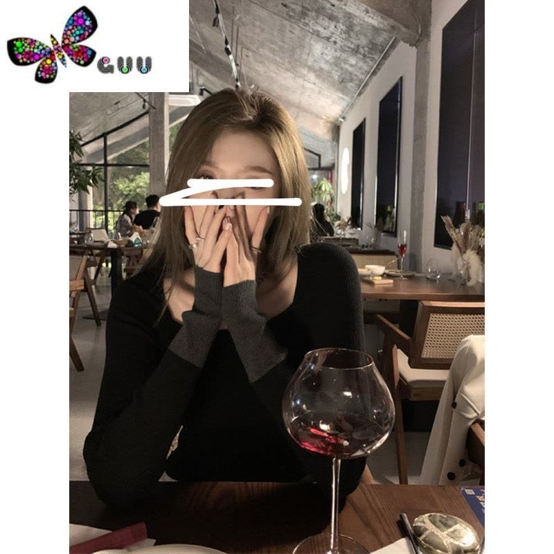 语娄法式锁骨毛衣打底衫女高级感配大衣皮草内搭加厚德绒低领上衣图片