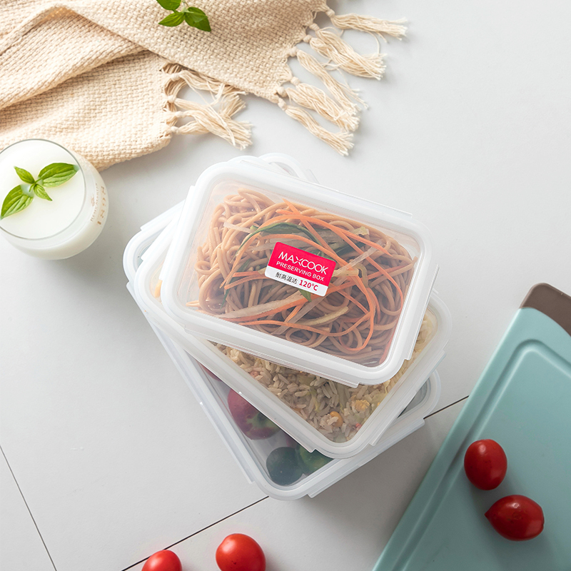美厨(maxcook)塑料保鲜盒套装 冰箱收纳盒密封不漏水 便当饭盒储物盒长方形三件套MCX903