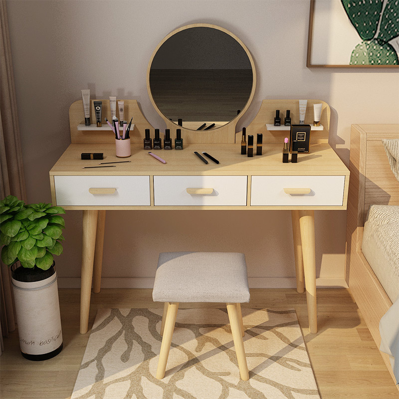 寻木匠梳妆台网红北欧简约现代ins风化妆桌小户型卧室收纳柜一体化妆