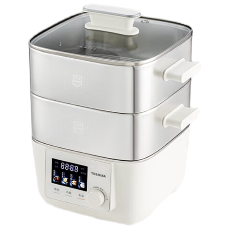 东芝(TOSHIBA)小白露SE电蒸锅0塑0涂层家用多功能涮火锅炖蒸煮一体 12L大容量 ES-08MHVC GM
