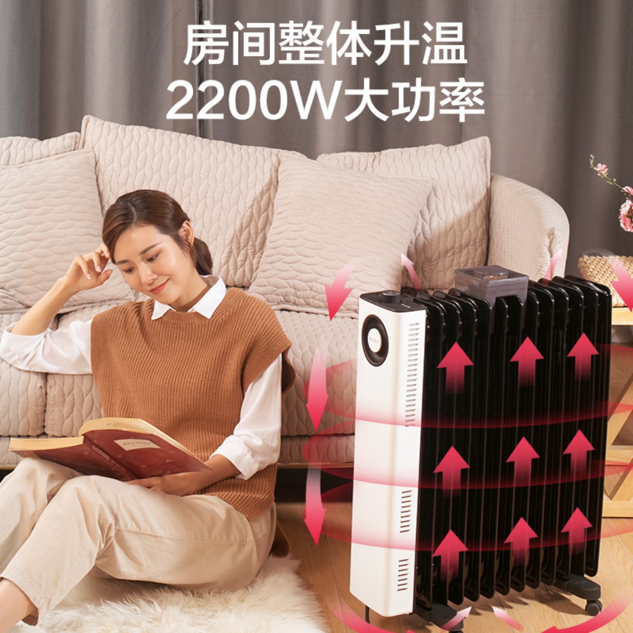 格力(GREE)取暖器整屋升温防烫电暖器加宽13片电油汀家用客厅卧室节能省电速热电暖气片干衣加湿取暖风机 高效升温 持久