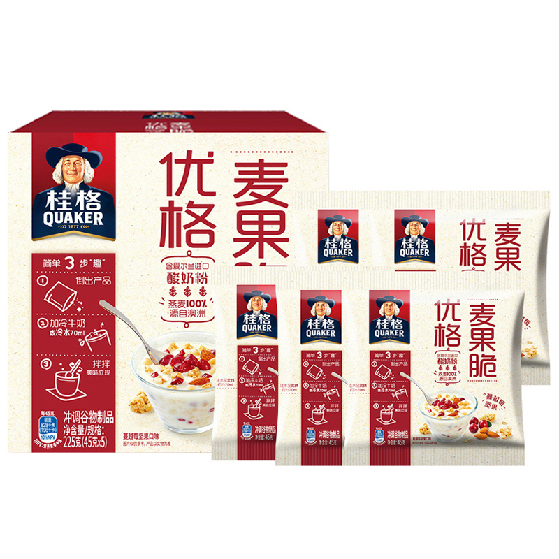 桂格(QUAKER)麦果脆优格蔓越莓坚果225克