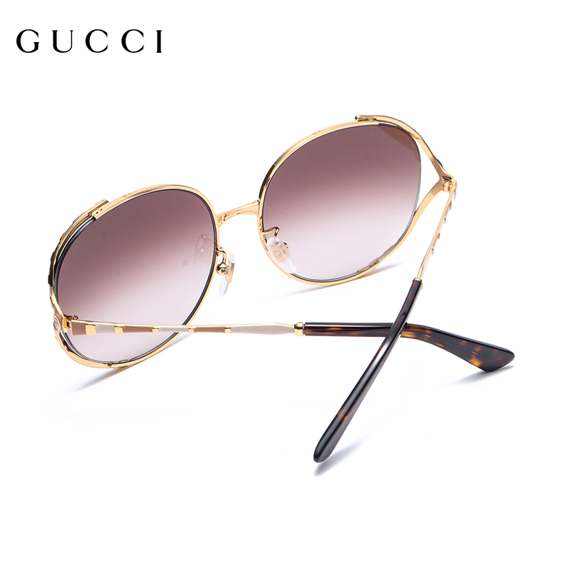 新年限量款古驰GUCCI太阳眼镜女士金属大框墨镜倪妮同款GG0595S-004-59高清大图