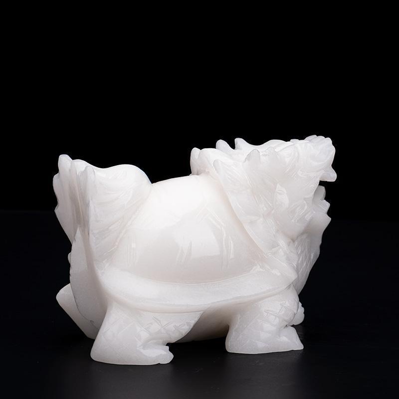 玉石白玉龙龟摆件风水纳福客厅玄关家居摆设一对_660_253