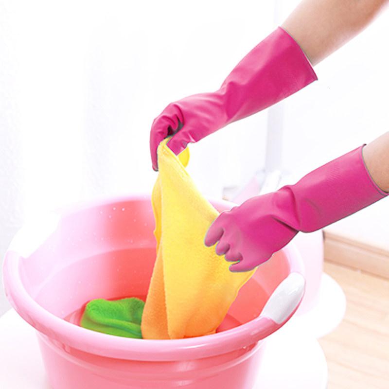 妙洁洗碗手套女家用橡胶加厚洗衣厨房洗碗刷碗家务清洁手套3双粉色 S高清大图