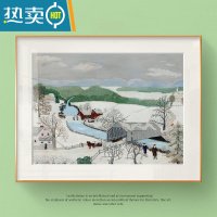 敬平摩西奶奶挂画小清新风景美式田园餐厅正方形卧室系装饰画壁画 60*40cm单副摩登黑外框精致油画布 Z1717