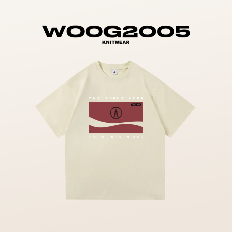 WOOG2005字母印花100纯棉短袖ins潮牌2022年夏季新款打底衫纯色t