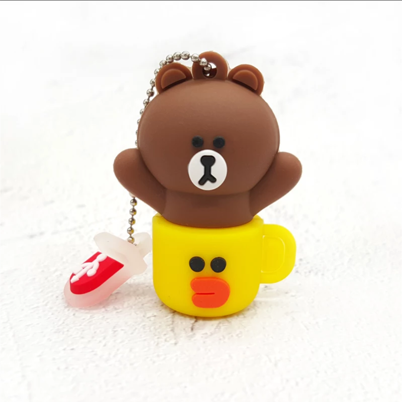 卡通u盘128g64g32g16g可爱女生学生情侣手机电脑两用车载优盘茶杯布朗