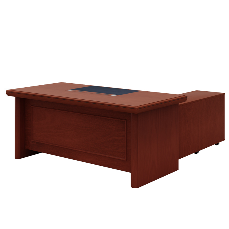 臻远 ZY-BGZ-9油漆家具老板桌大班台办公桌主管经理桌含副柜1.6米高清大图